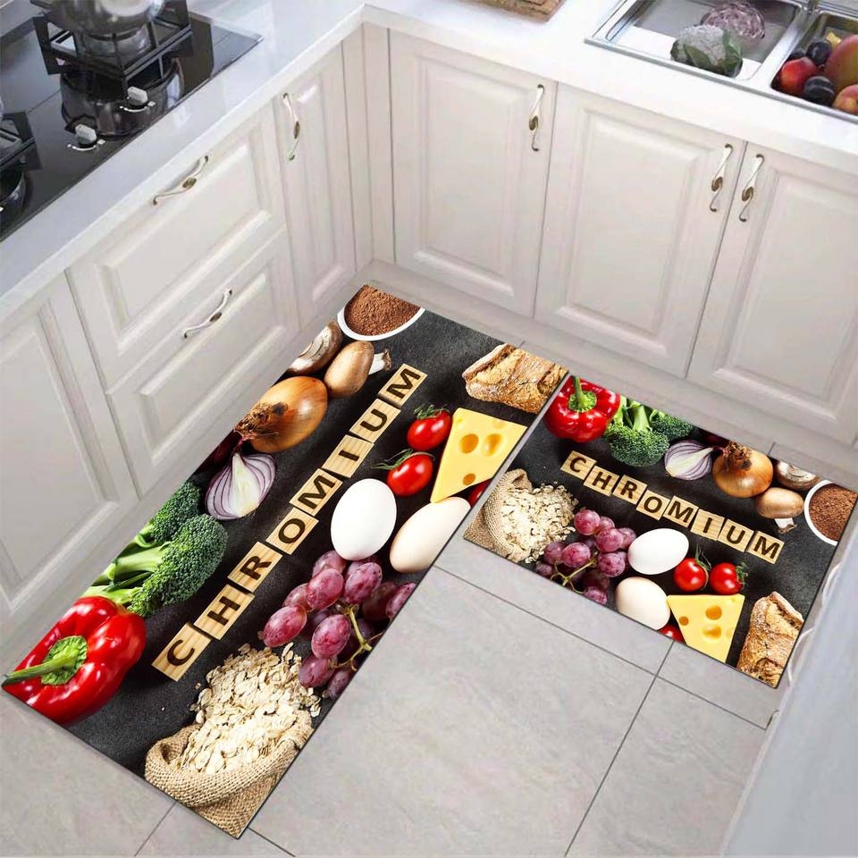 Polyester Custom OEM Factory Wholesale Cheap Velvet Water Absorb Printed Kitchen Mats in Modern Style Kitchen Mat Kitchen Area Carpet