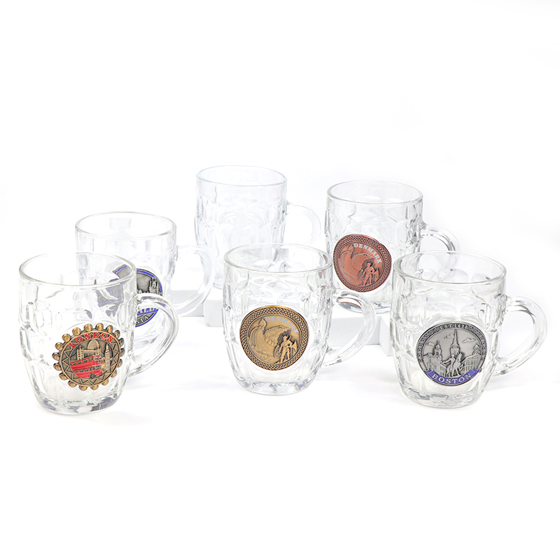 Wholesale Customizable Engraved Logo Glass Beer Mugs with Handle