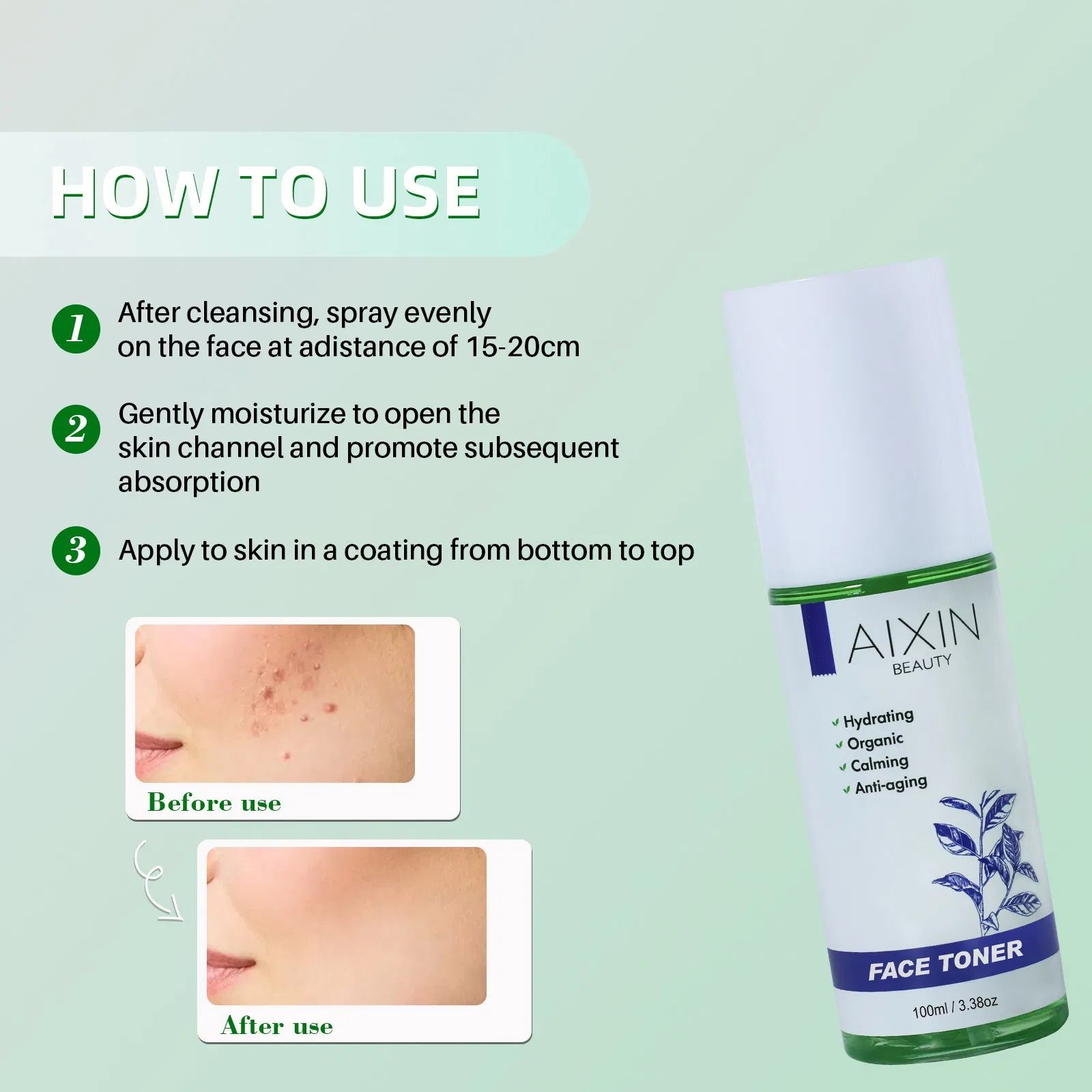 Beauty Cosmetics Skin Care Lightening and Shrink Pores Tea Tree Anti-Acne Face Toner