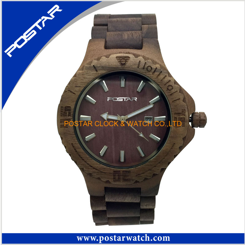 New Style Three Pointer Luxury Man Wooden Wrist Watch