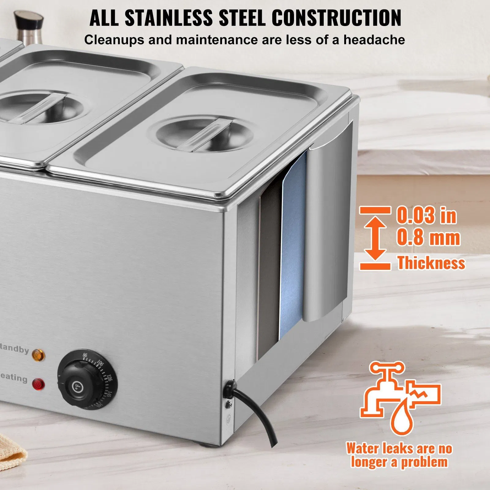 Stainless Steel Electric Food Warmer, Professional Catering Warmer with 3 Pans
