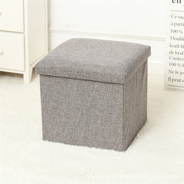 New Square Fabric Storage Sofa with Foldable Toy Storage Stool