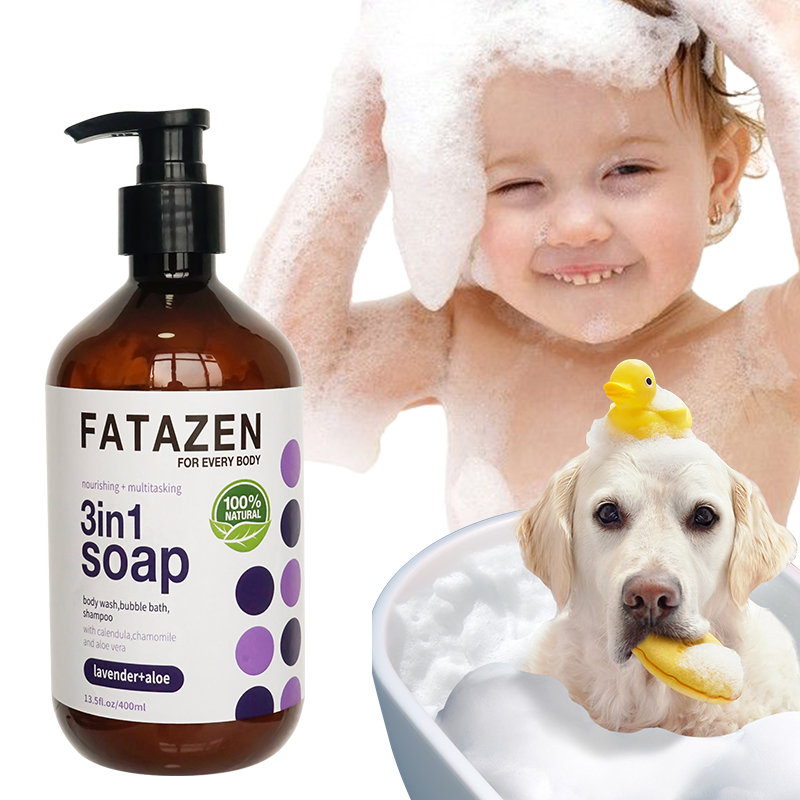 Natural Organic Bath 3-in-1 Soap Cleanser Lavender Aloe Vera Body Shower Gel