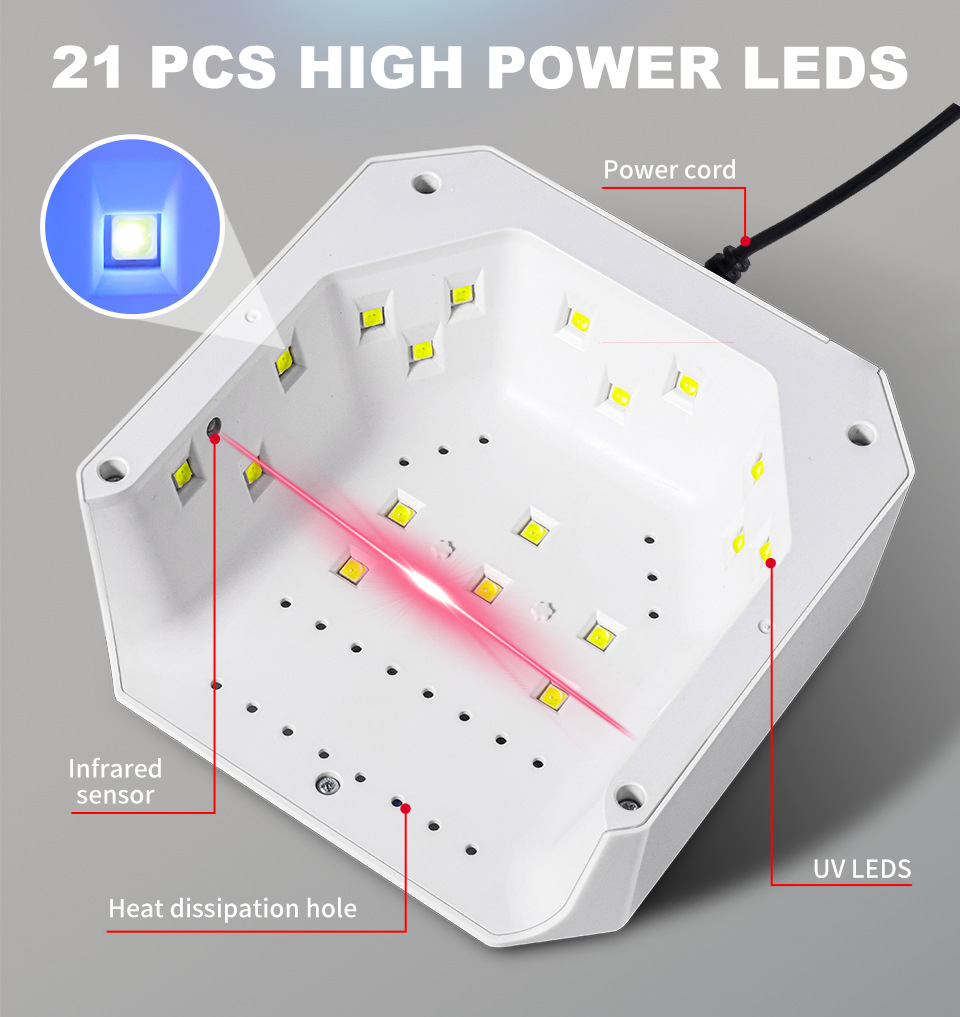 Square Three Heart Button Cute Mini 21PCS Nail Lamp
