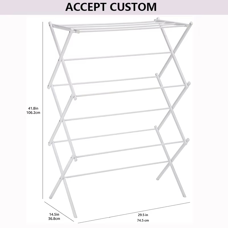 Portable Metal Indoor Stainless Steel Heavy Duty Laundry Rack Foldable Clothes Drying Rack