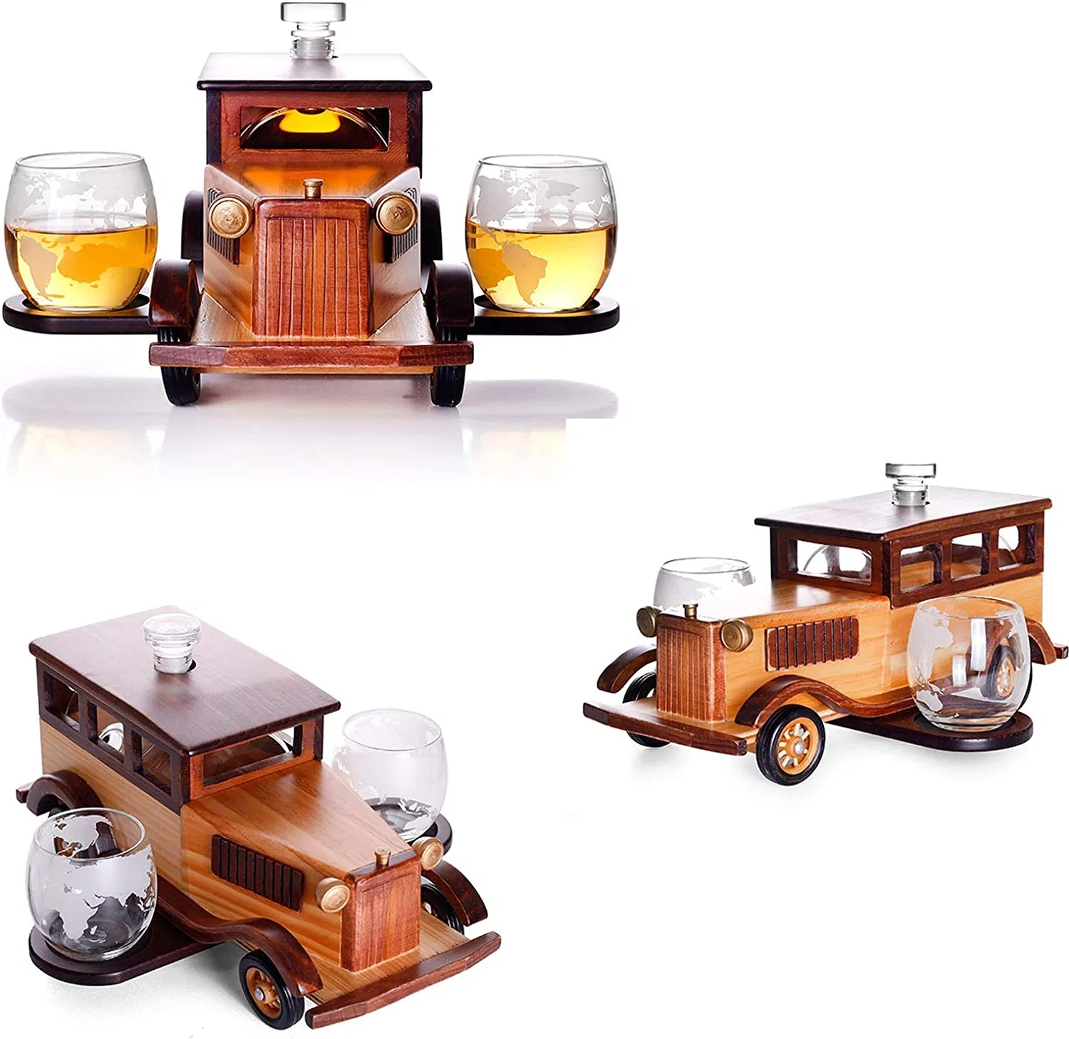 Old Fashioned Car Classic Whiskey Decanter Set Whiskey Tumbler with Stainless Spigot