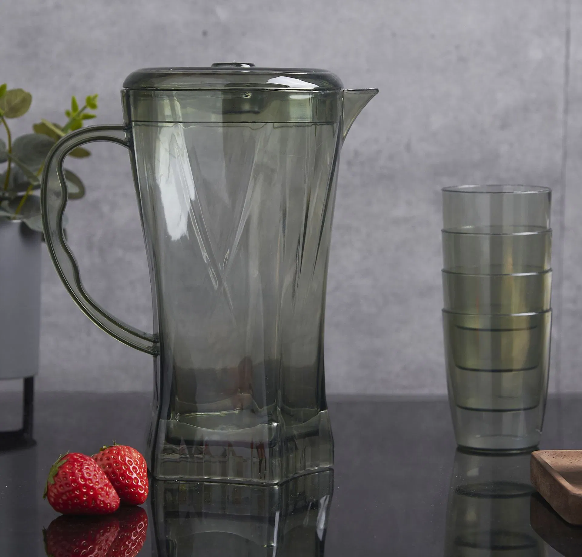 2000ml PS Clear Color Cold Water Kettle with 4PCS Cups for Summer