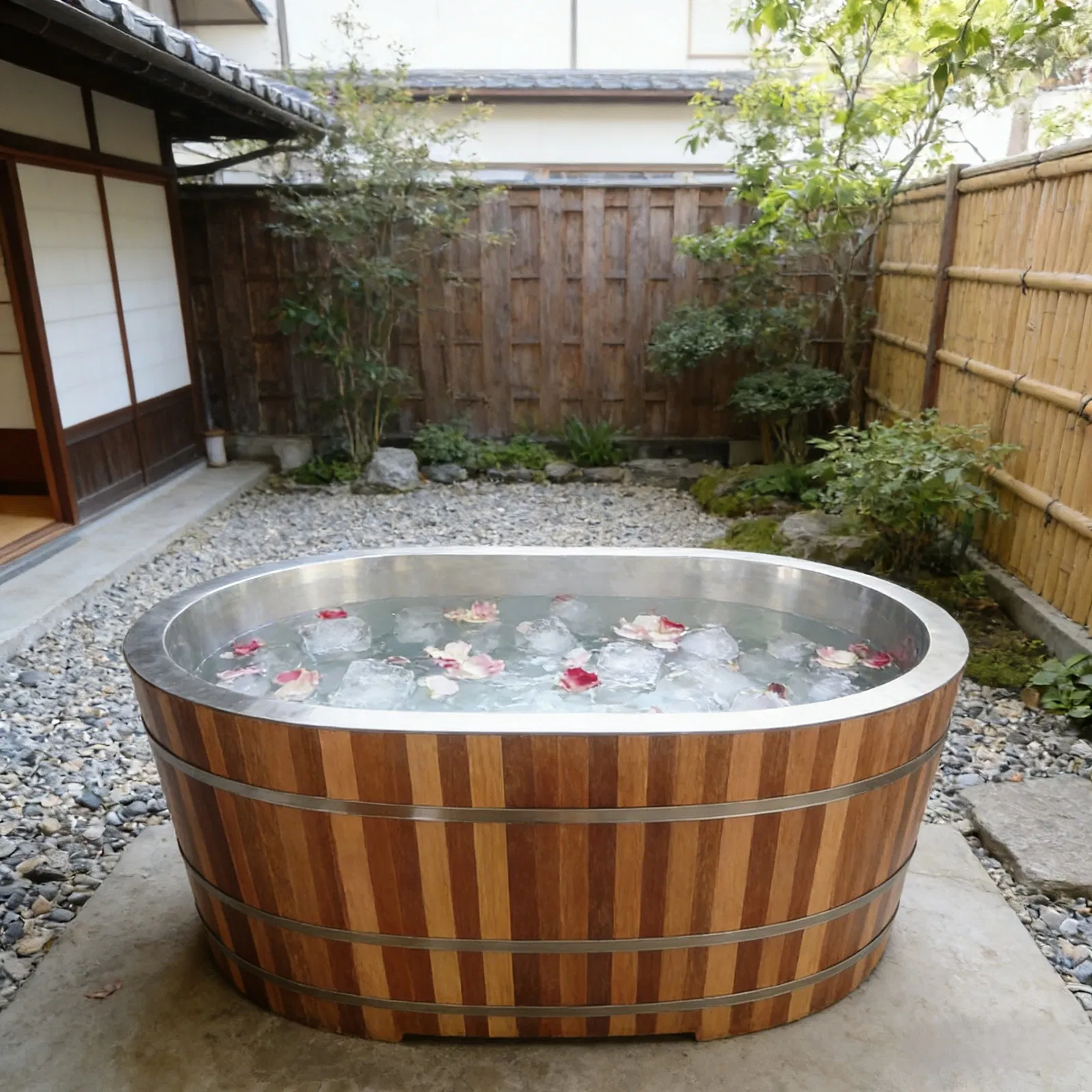 Портативная ванна для ледяной бани из кедра со стальной вставкой