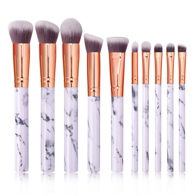 Multi Colors 10 PCS Marble Makeup Brush Set Portable Professional Gradient Color Chinese Style Cute Makeup Brushes Set