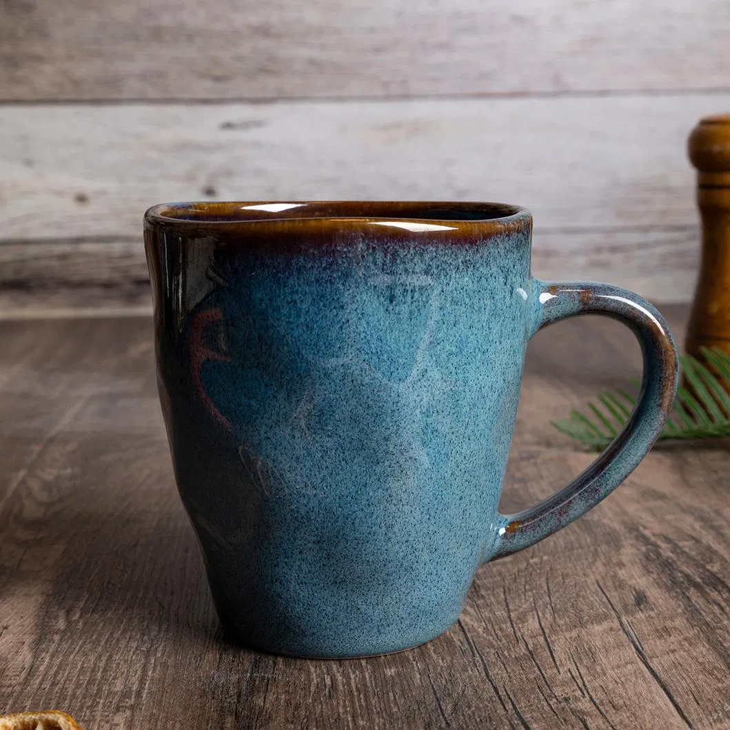 Eco-Friendly Hotel Restaurant Latest Custom Wholesale Handcrafted Nordic Unique Organic Reactive Glaze 12/16/18PCS Rustic Blue Ceramic Stoneware Dinnerware Set