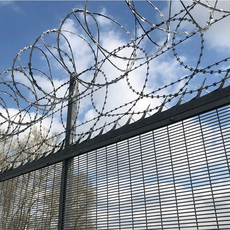 PVC Coated 358 Security Fence with Razor Wire Prison Mesh Anti Burglar Fence