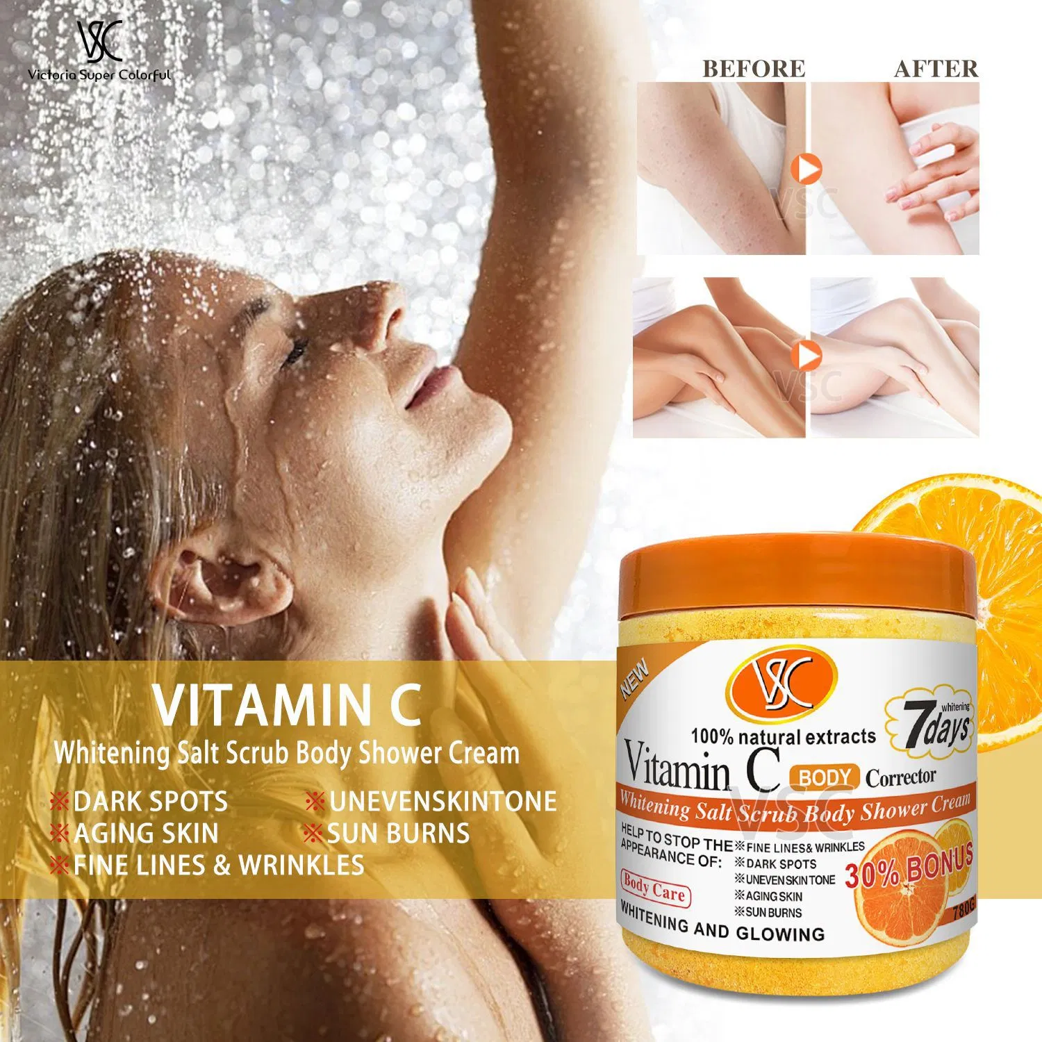 Exfoliating Body Scrub Bath Salt Coffee Vitamin C Turmeric Whitening Body Scrub