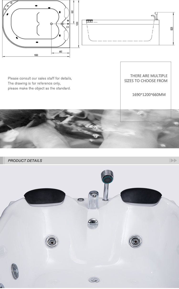 Угловая акриловая ванна с гидромассажем на двоих