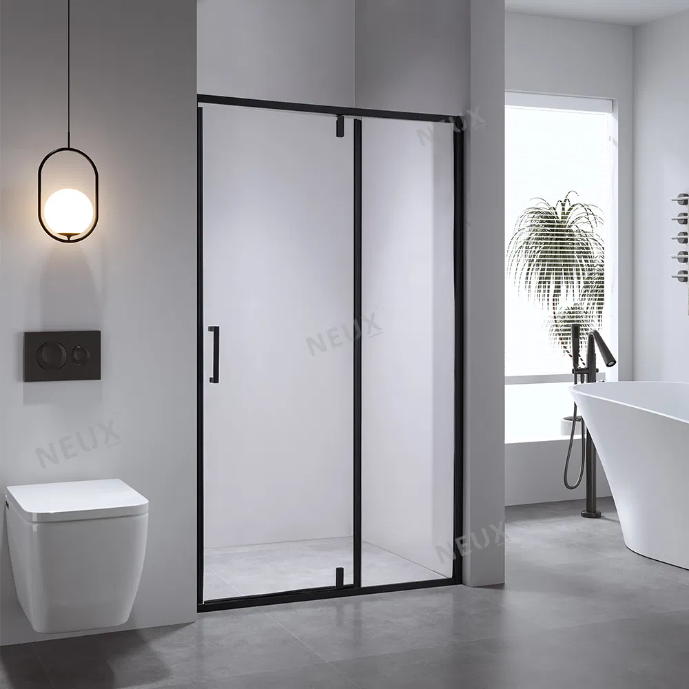Factory Price Matt Black Aluminum Frame Shower Glass Door Pivot Hinge Shower Door