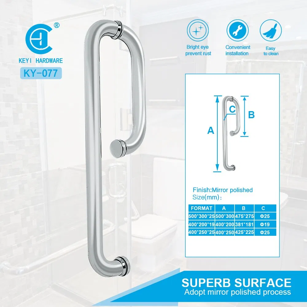 Round Tube Stainless Steel Bathroom Glass Door Handle