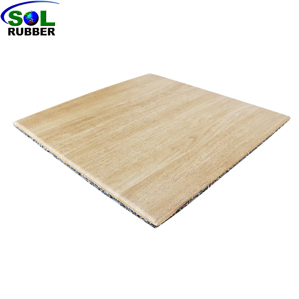 Wood Grain Odorless Absorption Gym Equipment Rubber Gym Floor Mat