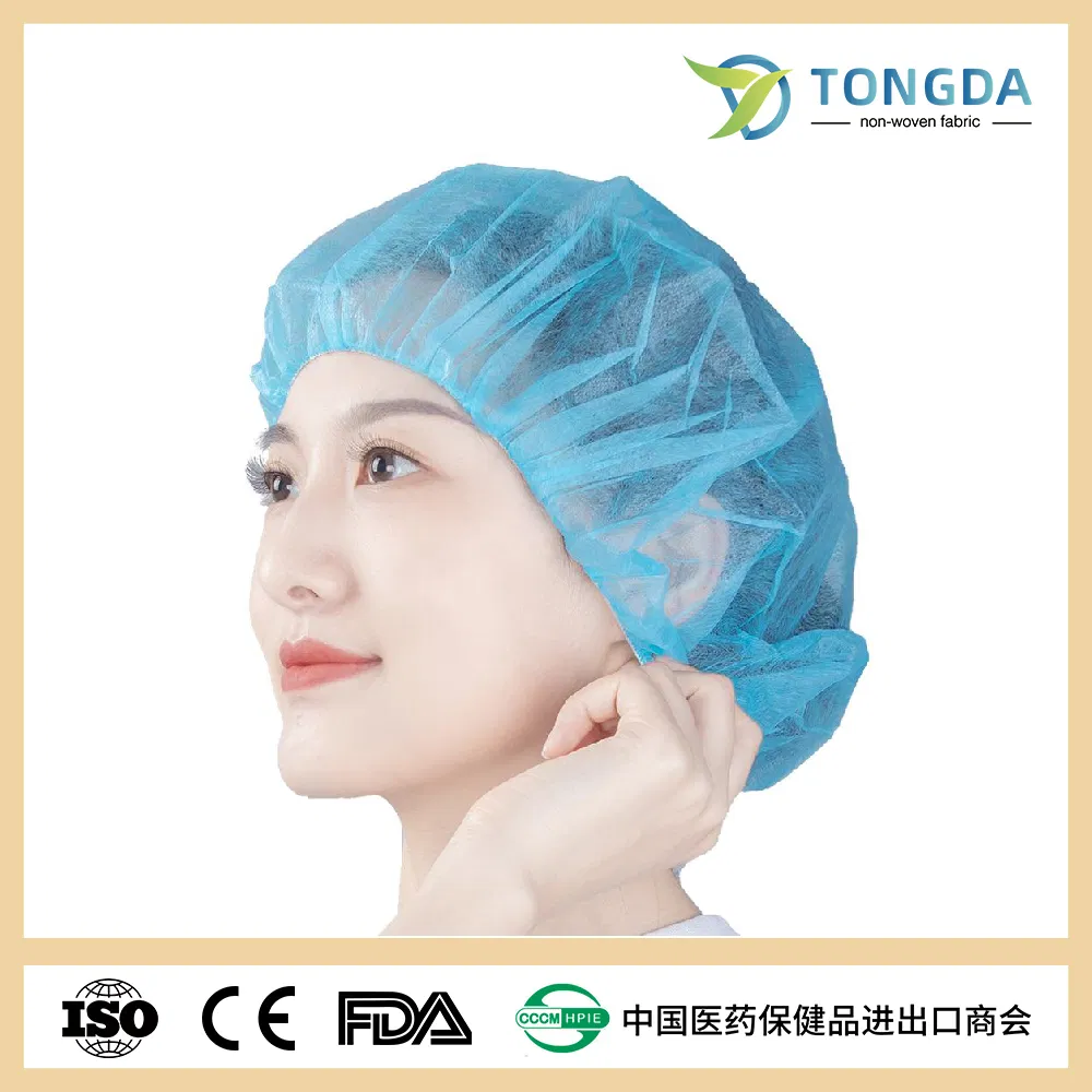 Soft Non-Woven Disposable Bouffant Cap for Hospital/Healthcare/Beauty/Lab/Hygiene/Food Industry/Factory/Wholesale