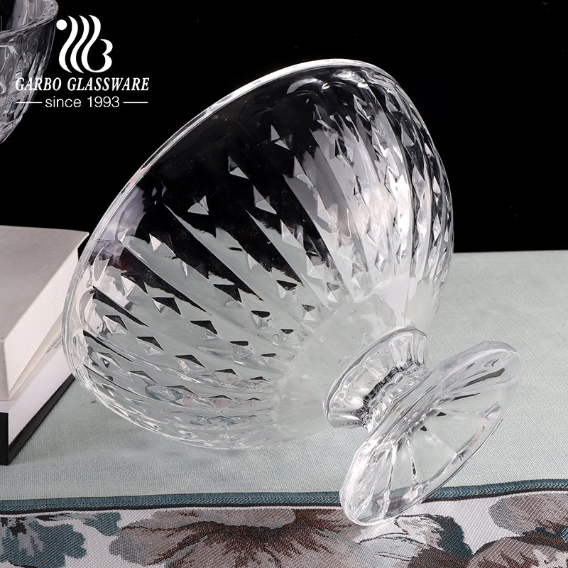 India Market Style Glassware Big and Small Glass Ice Cream Fruits Salad Bowl Set 7PCS