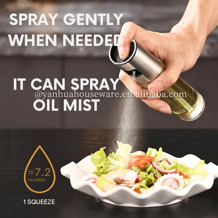 Manufacturer Press Control Oil Spray Bottle Air Fryer Salad Frying BBQ Olive Oil Sprayer Mister 100ml Oil Spray Container