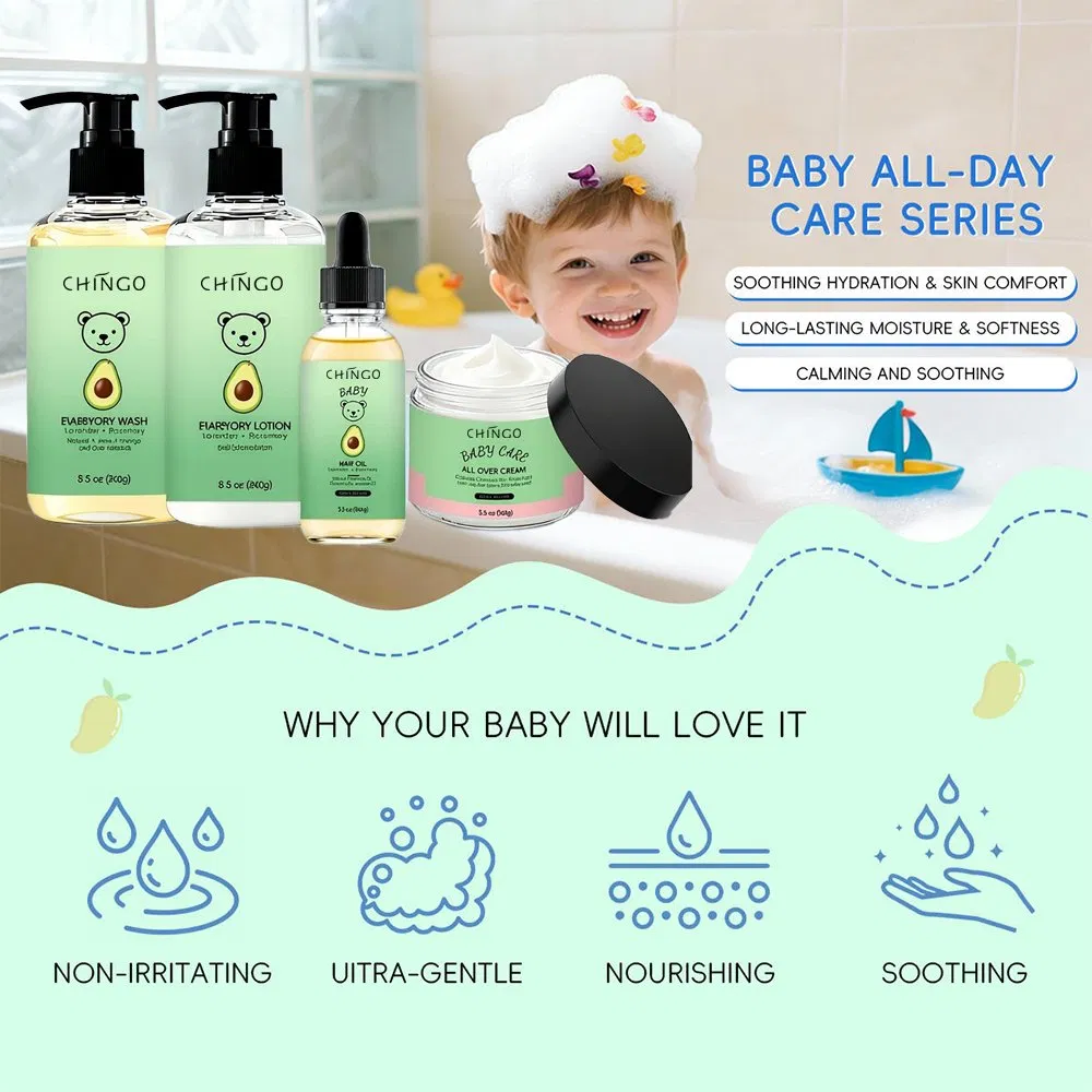 Nourishing Cleansing Kids Body Wash Cream Lotion Hair Oil Daily Care Set