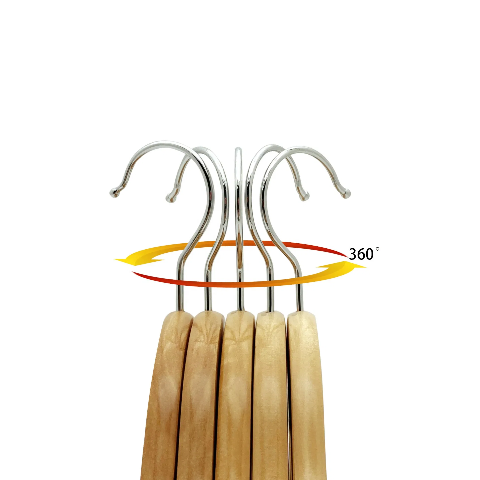 Winsun Factory Adjustable Metal Clip Kids Solid Wooden Hanger