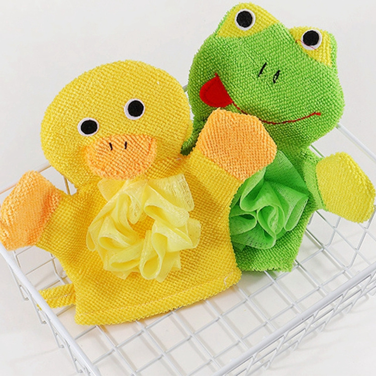 Soft Baby Bath Brush Kids Body Scrubber Exfoliating Sponge Cartoon Animal Shower Gloves Skin Cleaner Cleaning Tool for Children
