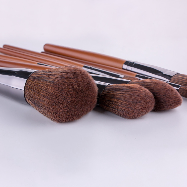 2020 Professional Luxury Makeup Brush Tool Wholesale Private Label Kabuki Brush Kit 9PCS Brown Makeup Brush Set