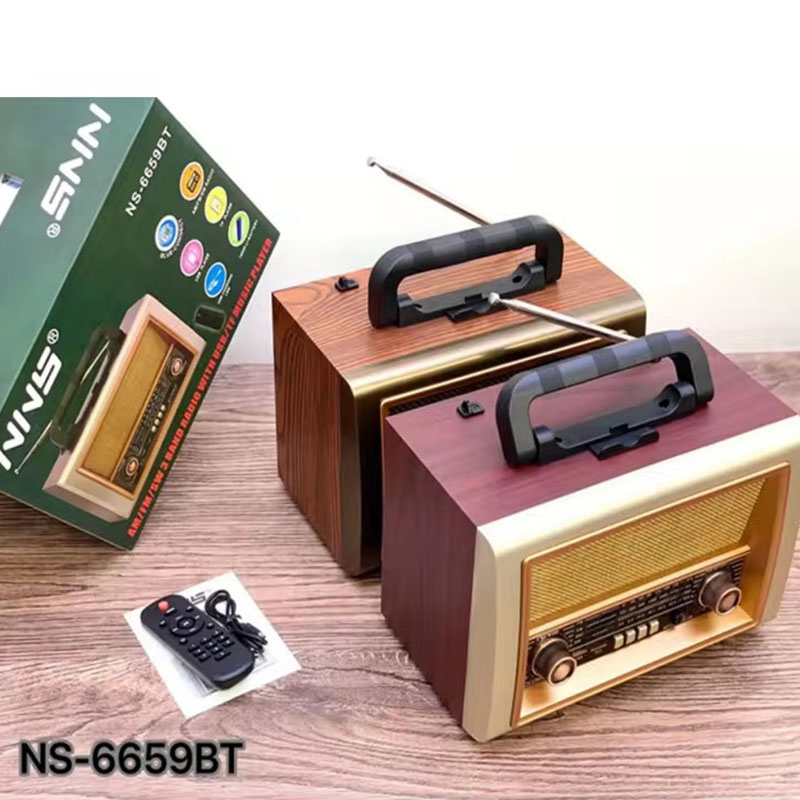 Ретро радио NS-6659BT с Bluetooth, деревянный корпус