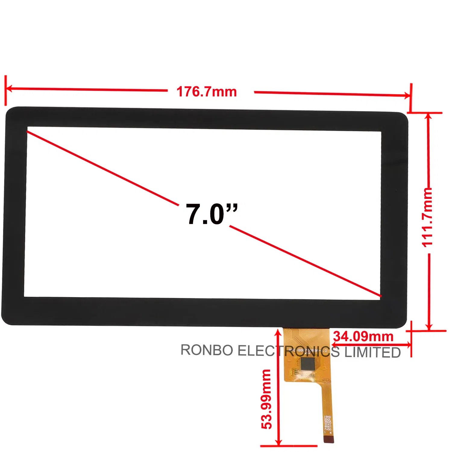Cover Tempered Glass Touch IC Gt911 7.0 Inch Industrial Capacitive Touch Panel Screen