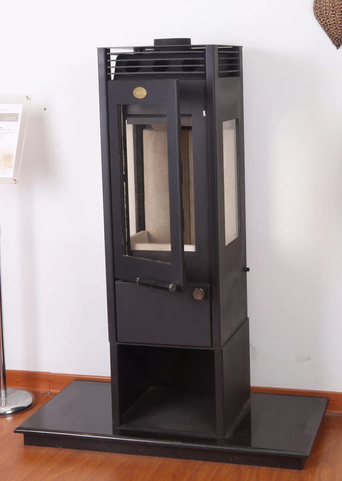 China Made Wood Fireplace with 3 Sided Glass