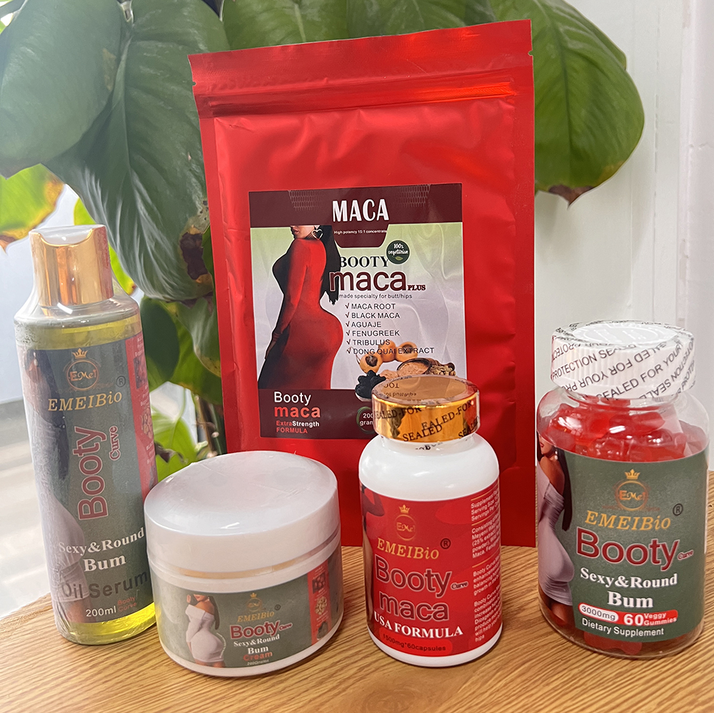 OEM Service Butt Booty Maca Best Women Health Natural Herbal Black Maca Root Powder Cream Gummy Set for Butt Enlargement