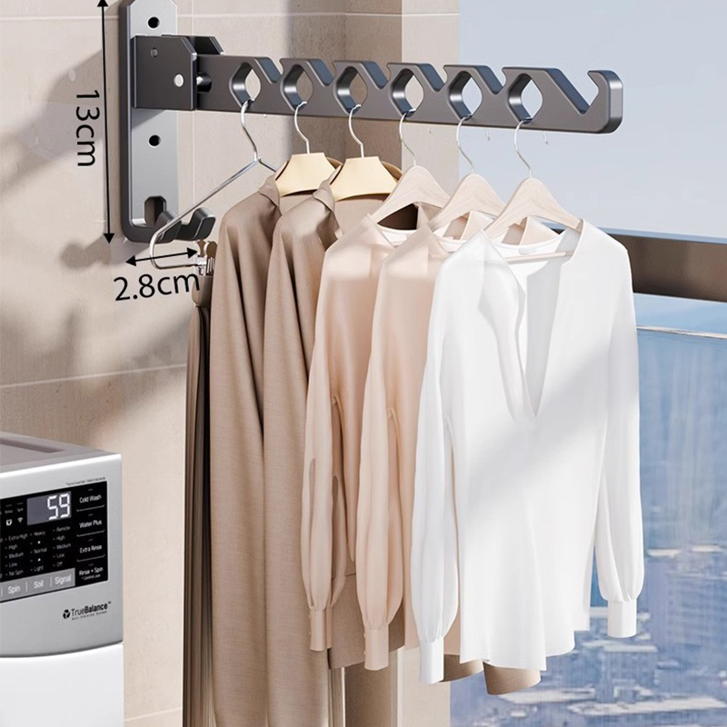 Stainless Steel Folding Wall Mounted Foldable Rotatable Clothes Laundry Hanger for Laundry Room