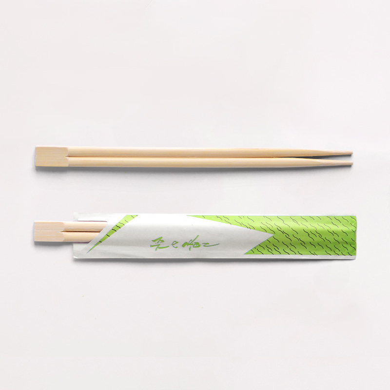 Custom Logo Printed Prices Japanese Ramen Sushi Disposable Twins Bamboo Chopsticks with Custom Sleeve