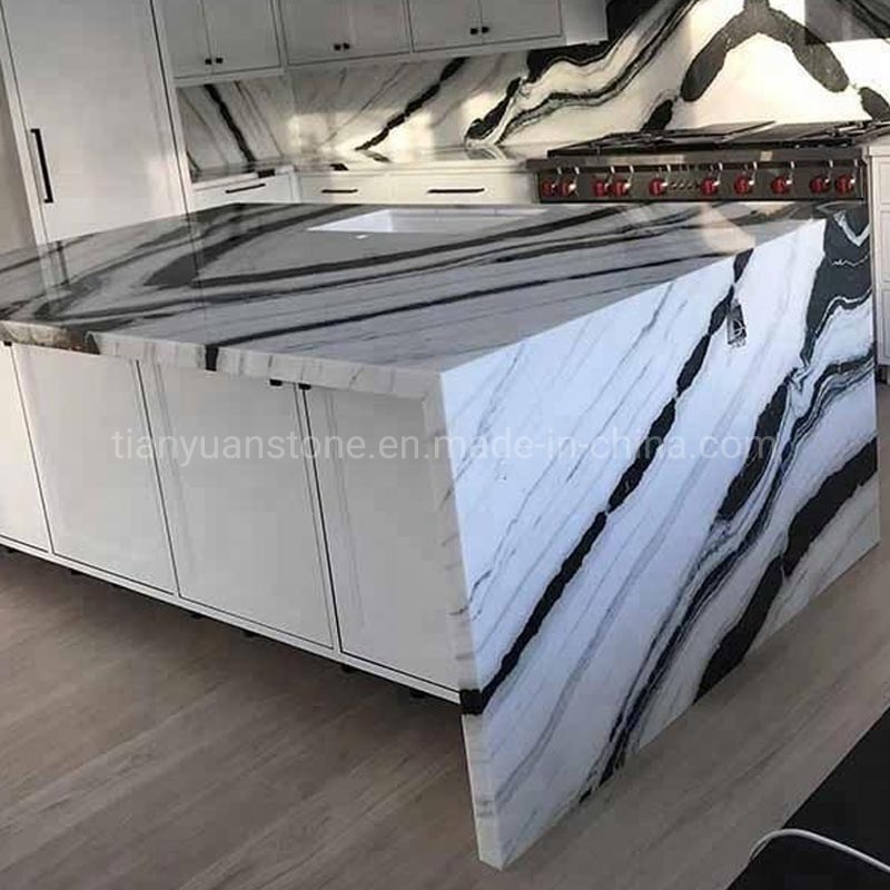 Customized Size Polish Stone Arabescato White Kitchen Tops Marble Countertops