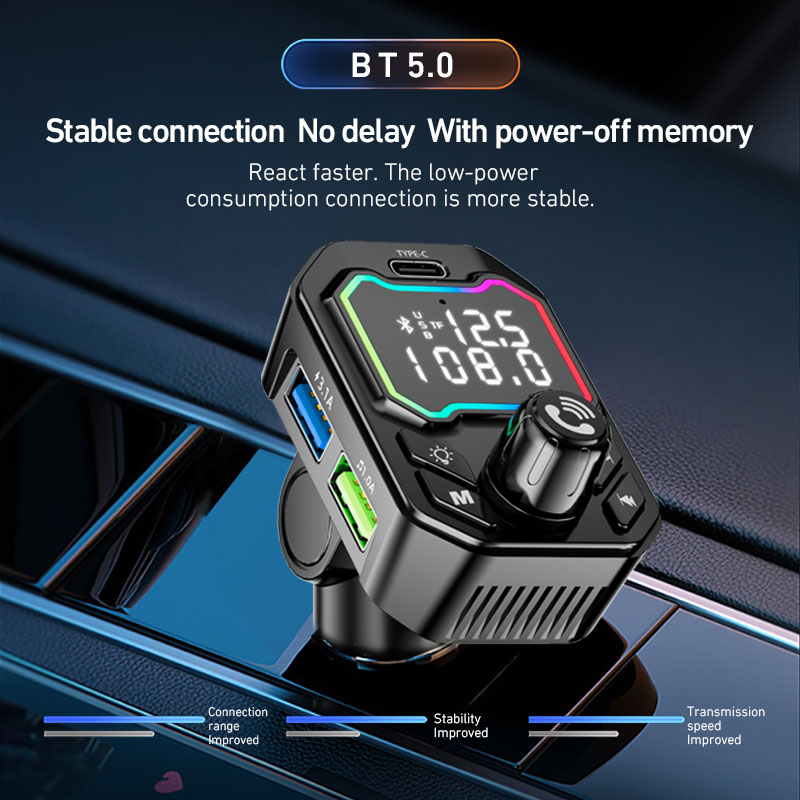 FM трансмиттер автомобильный Bluetooth 5.0 MP3 громкая связь