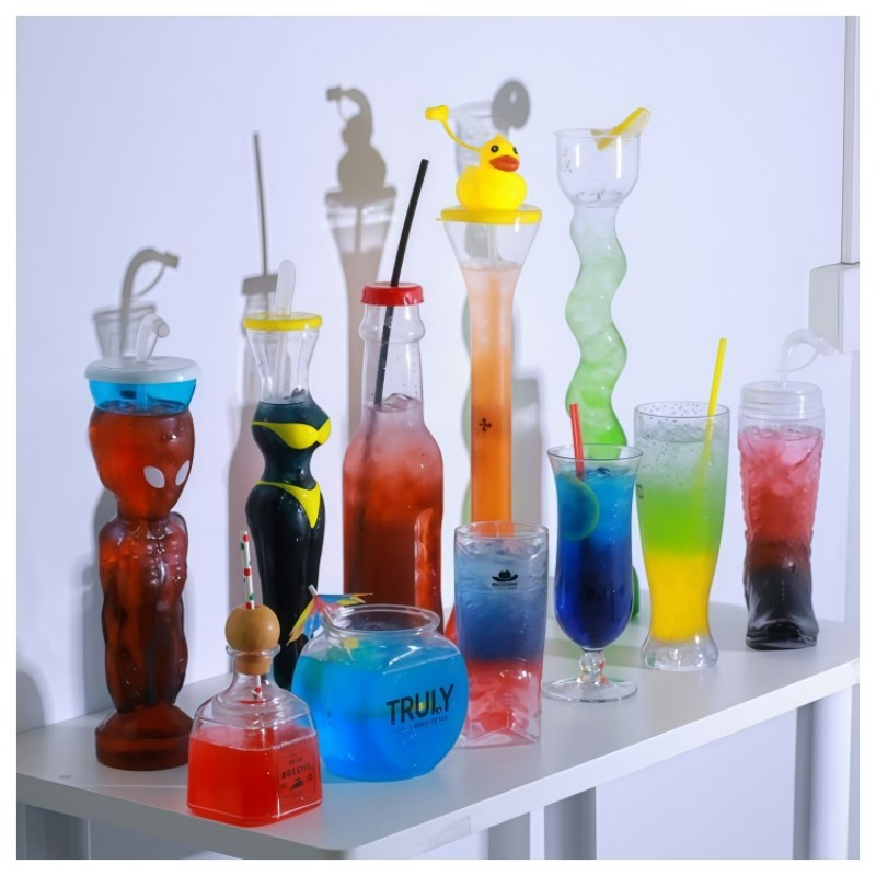 Многоразовые пластиковые стаканы 32 oz с крышкой и трубочкой