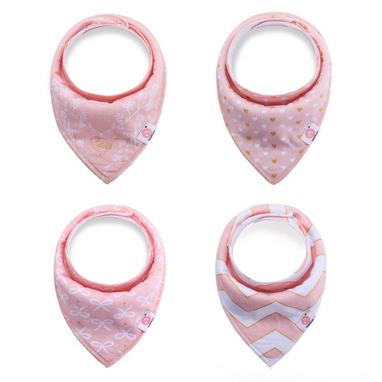 Custom Adjustable Absorbent Premium Organic Cotton Cute Triangle Baby Bandana Drool Bibs