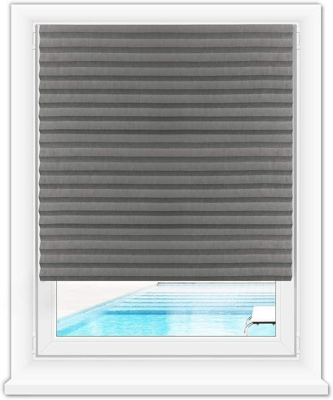 Manual Control Pleated Roller Blinds, Cordless Silver Coated Fabric Pleated Blinds