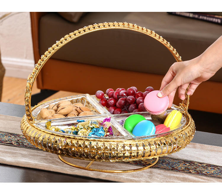 Gold Metal Party Service Tray, Fruit Tray