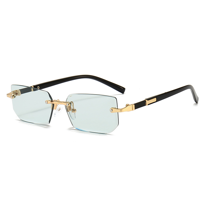 Fashionable Rimless Sunglasses Rectangle Popular Women Men Shades Small Square Frame Sun Glasses