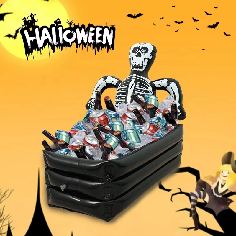Inflatable Halloween Devil's Head Ice Bucket Ghost Festival Inflatable Ice Drink Holder for Party
