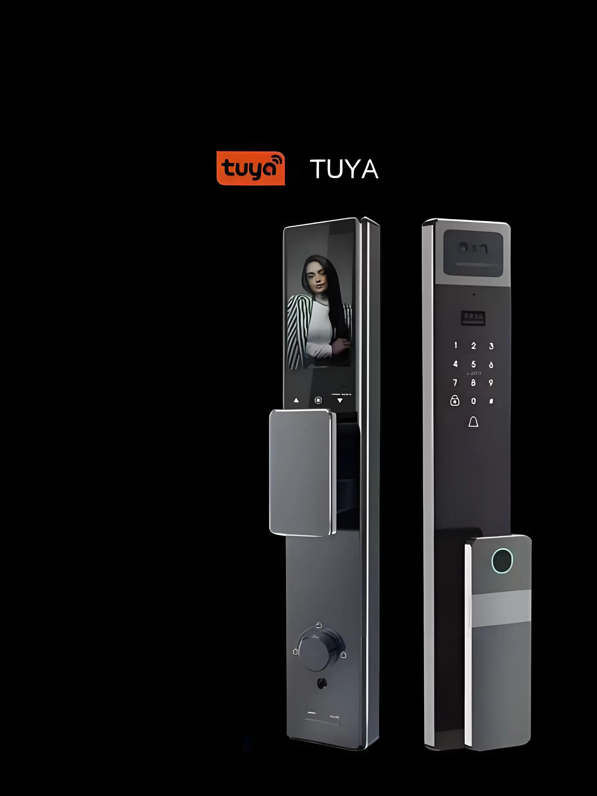 Intelligent Biometric Tuya Aluminium CNC Visual Intercom Smart Lock 3D Face Recognition