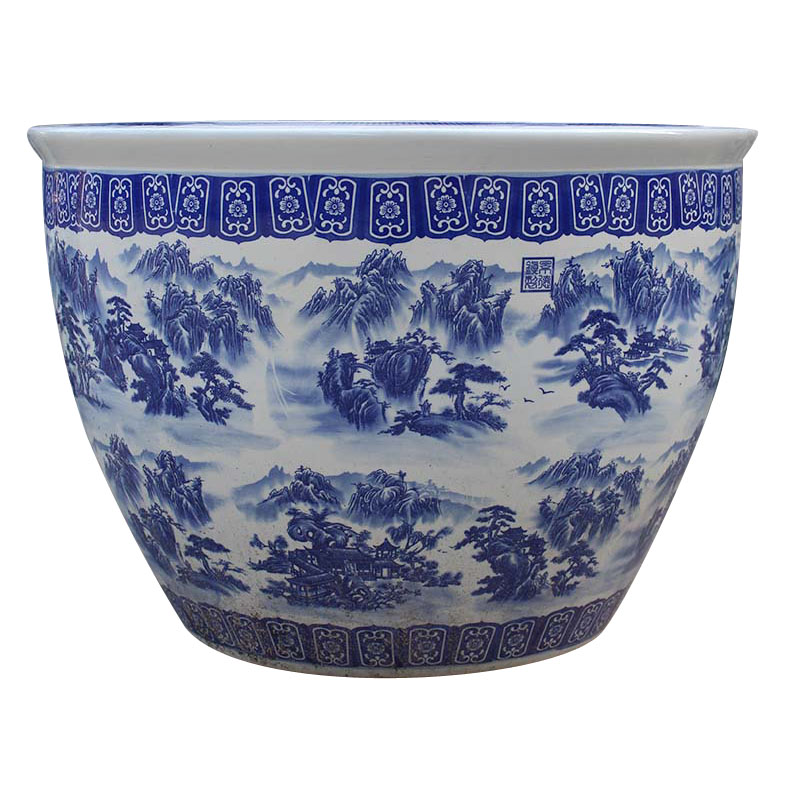 Горшки керамические Jingdezhen уличные большие сине-белые ландшафтные