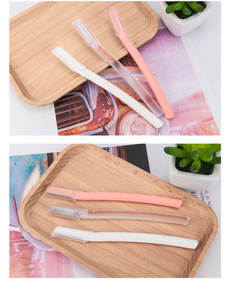High Quality Custom Eyebrow Shaping Tools Brow Razor Shaper Mini Plastic Facial Eyebrow Razor Trimmer