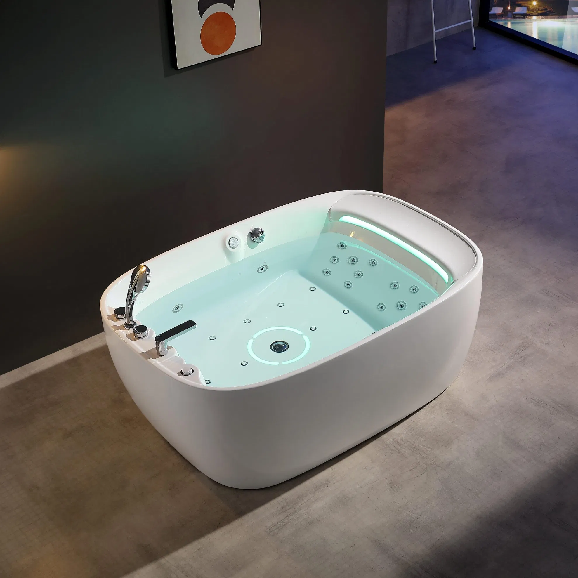 New Design Luxury Acrylic Freestanding 2-People SPA Hot Tub with Pillows&Bubble