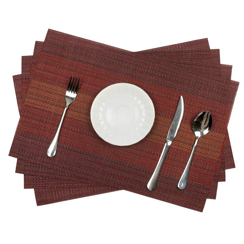 Rectangle Woven Vinyl Digital Printed Dining PVC Table Mats Coffee