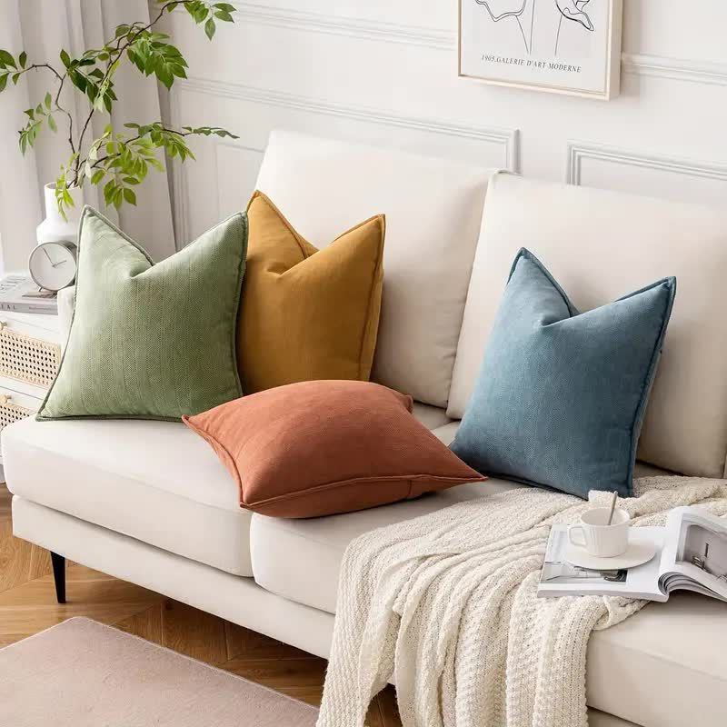 Nordic Style Chenille Herringbone Pattern Pillowcase Ins Fresh Simple Solid Home Chair Sofa Throw Pillow Cushion Cover