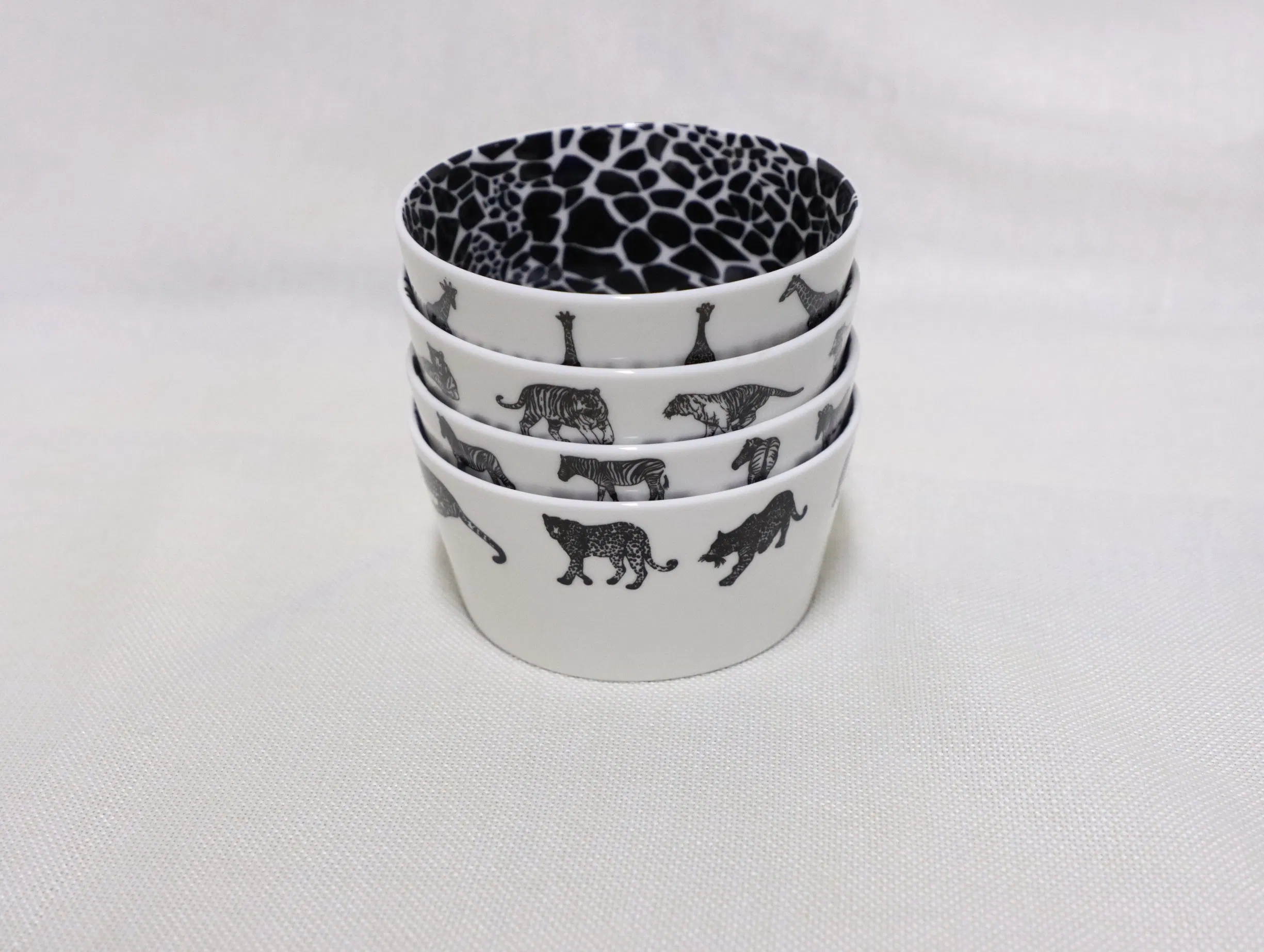 Ceramic Snack Bowl, Zebra Leopard Full Decaled Ceramic Tableware Serve Bowl