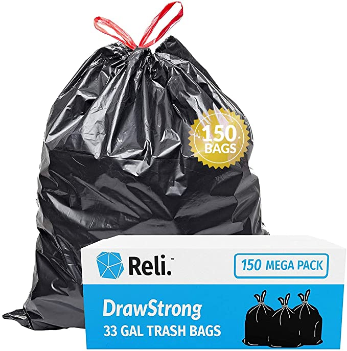 33 Gallon Heavy Duty Trash Bags with Drawstring