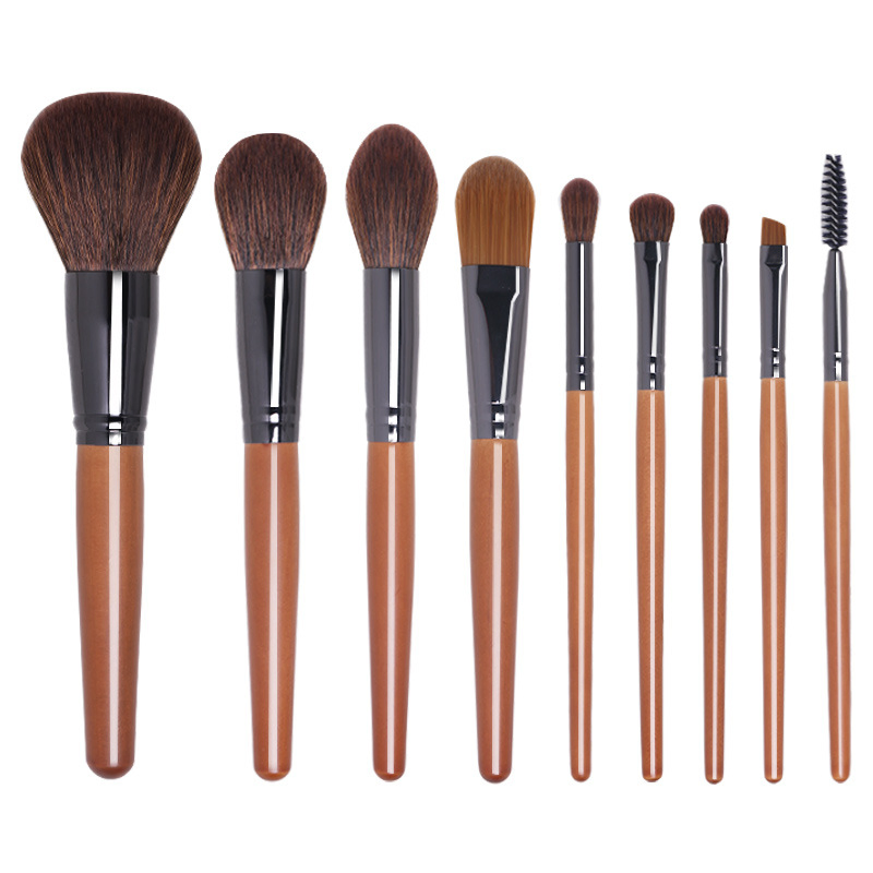 Wholesale Customize Cosmetic Blending Beauty Tool 9PCS Black Makeup Brushes Set